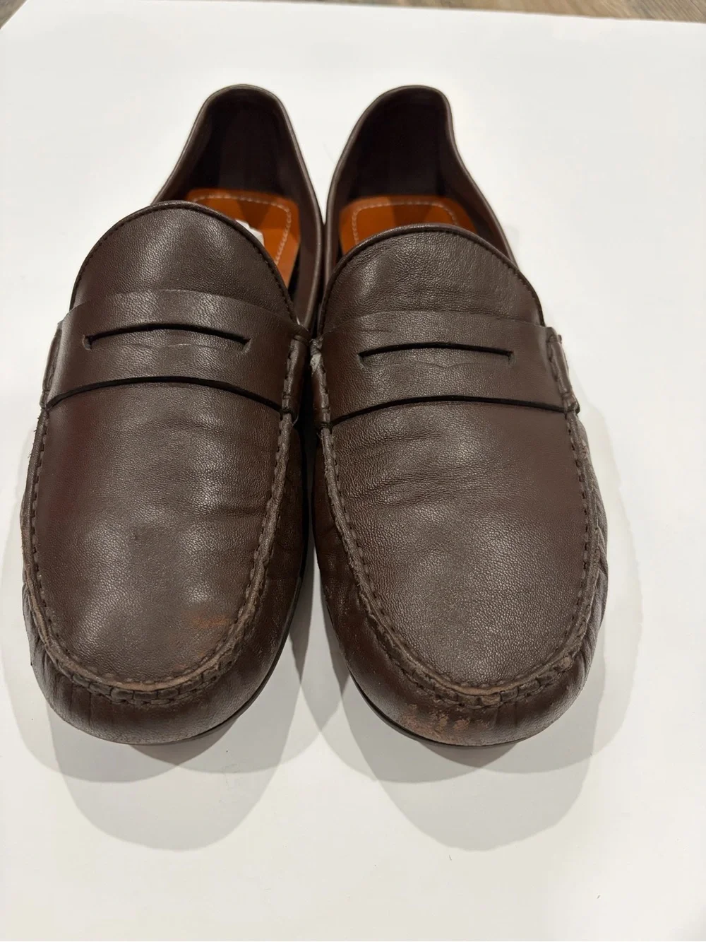 Gucci Brown Leather Slip-On Loafers with Green-Red Web Stripe